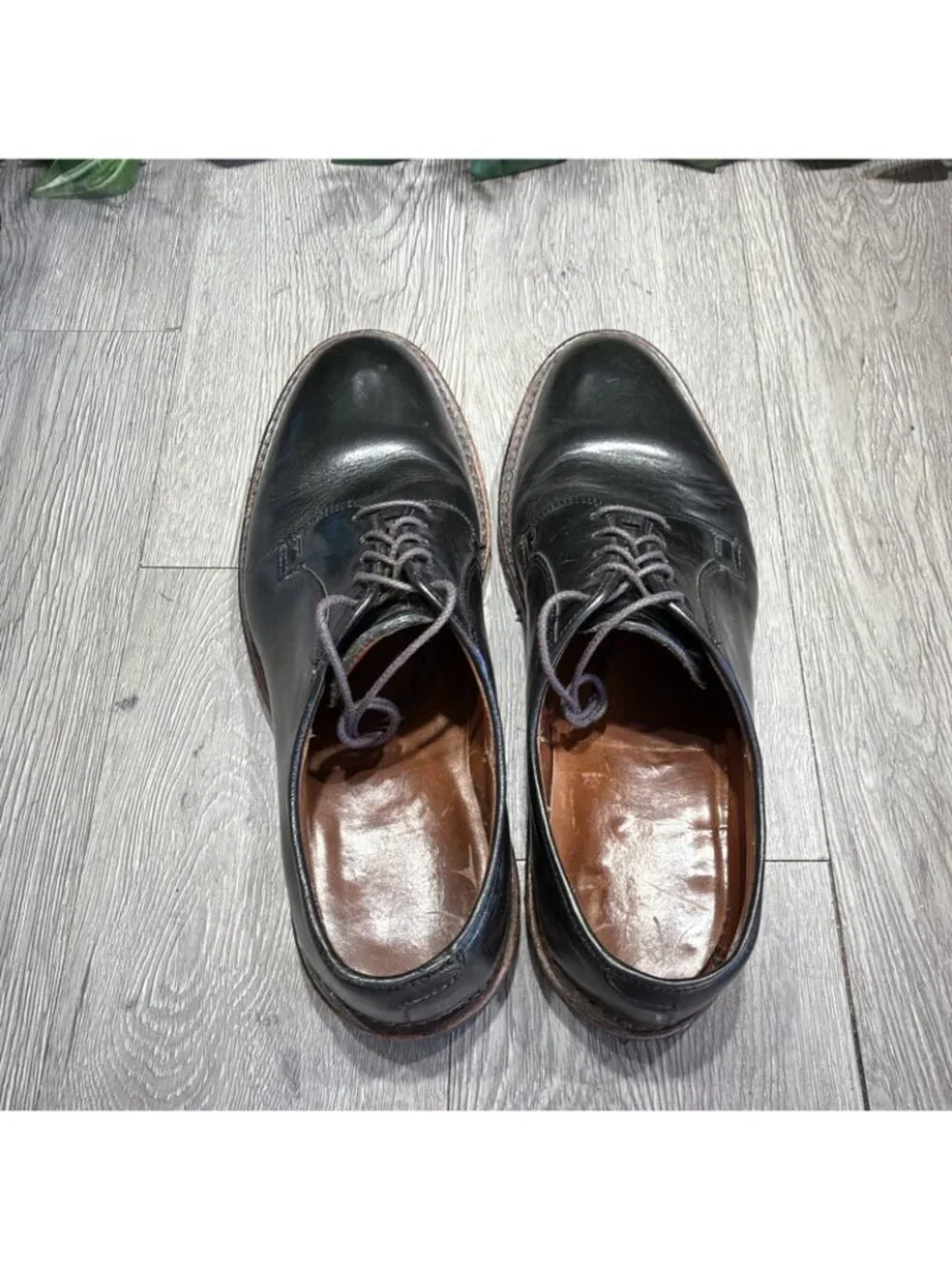 ALLEN EDMONDS BLACK HILLS BLACK GENUINE LEATHER LACE UP SHOES SIZE 9.5 D